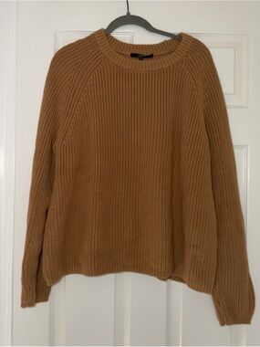 Quince Organic cotton 100% fisherman crew neck sweater in Carmel